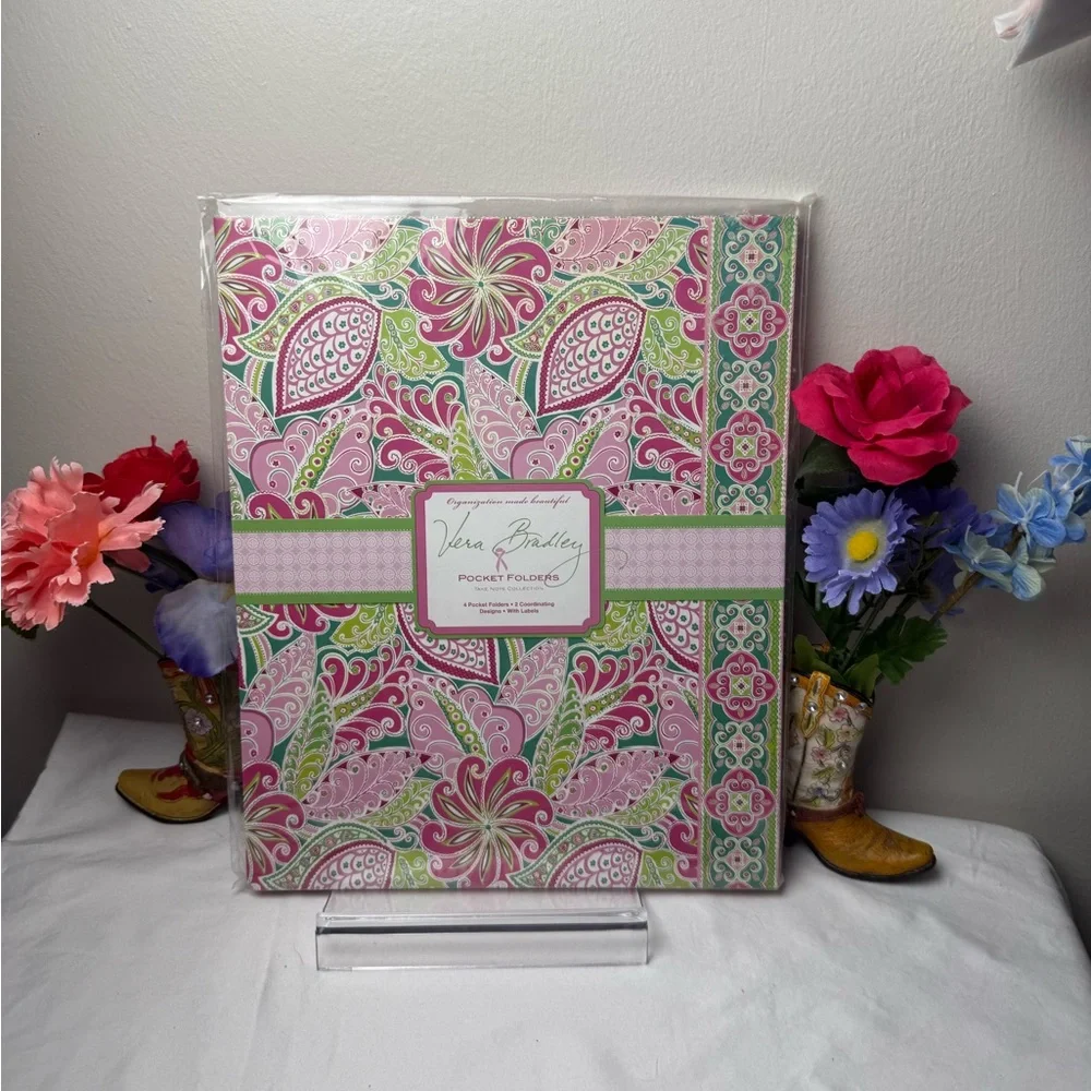 NWT Vera Bradley Pinwheel Pink Pocket Folders Retired Rare